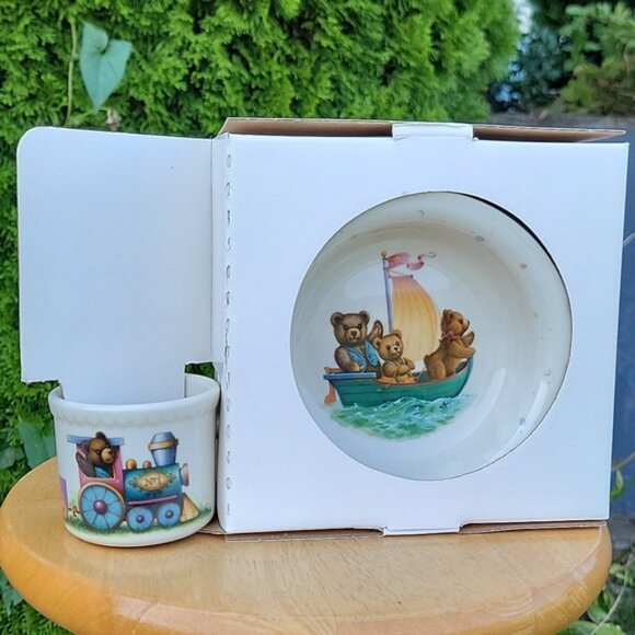 Lenox Heirloom China Bears 3 pieces Child Set Dish in a box - Picture 8 of 14